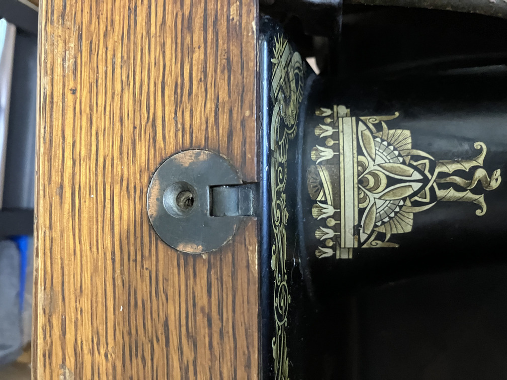 Cabinet hinge and decals